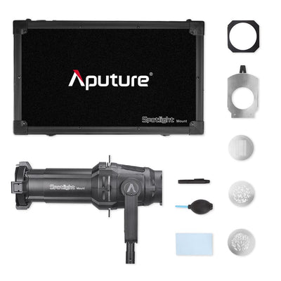 puture Spotlight Mount 19° Lighting Modifier with Interchangeable Projector Len and 3 GOBO for Aputure 120D Mark 2 120D LS C300D and Other Bowen-S Mount Light