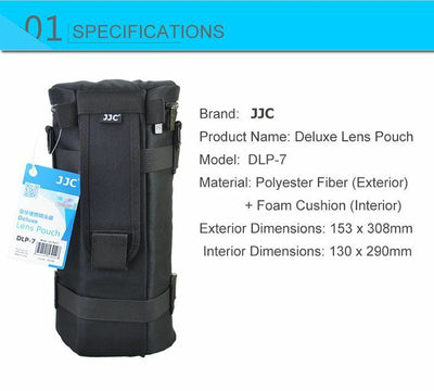 JJC DLP7 XXL weather-resistant nylon Deluxe Case Pouch Bag for Lens below 12.12'