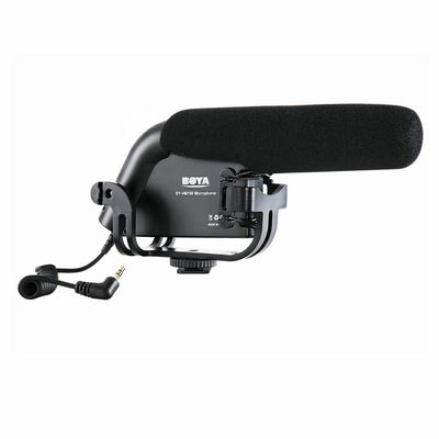 Boya BY-VM190 Shotgun Microphone with Cold Shoe+3.5mm Audio Plug for DSLR Camera