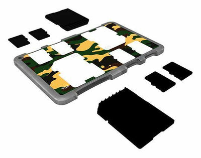 Ultra Slim Memory Card Holder Hard Case for 2 x SD + 4 x Micro SD -Camouflage