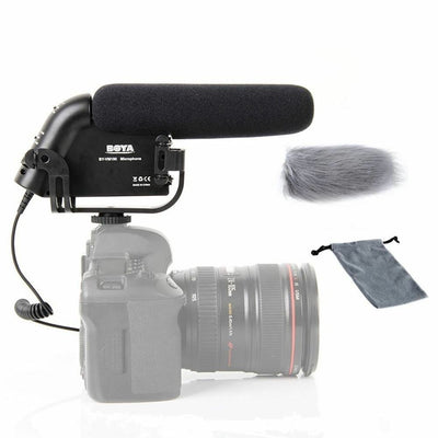 Boya BY-VM190P Shotgun Microphone Pro with Cold Shoe + 3.5mm Audio for Camera