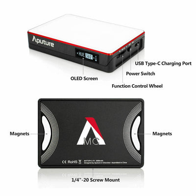 US stock Aputure AL-MC RGBWW CRI96+ 3200-6500K LED Video Film Light