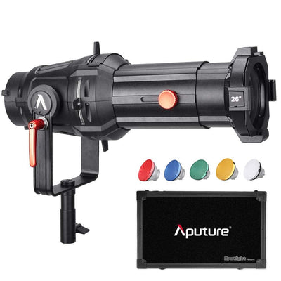 Aputure Spotlight Mount 26° Lighting Modifier with Interchangeable Projector Len and 3 GOBO 120D Mark 2 120D LS C300D and Other Bowen-S Mount Light